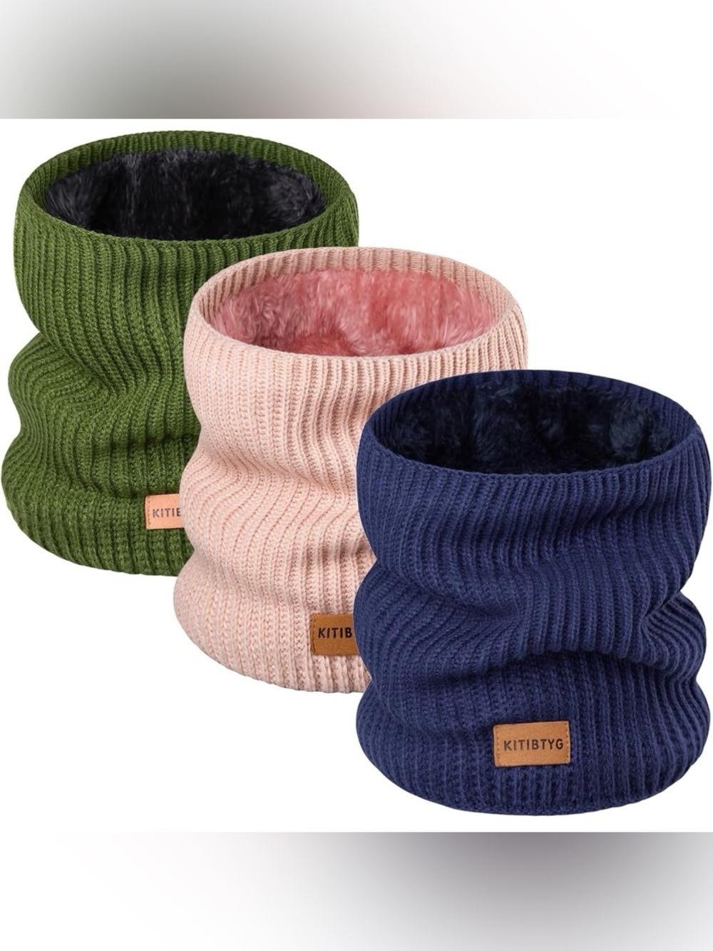 3 pack Knit Neck Warmer - Pink, Green, Navy